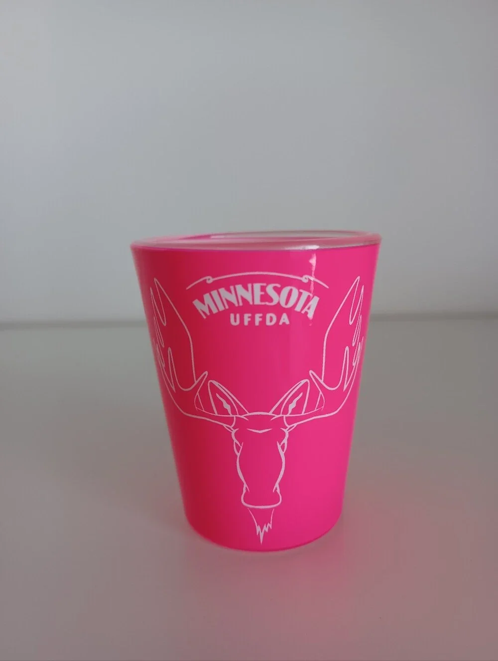 Minnesota You Betcha Pink White Shot Glass State‎ Barware Drinkware Collection